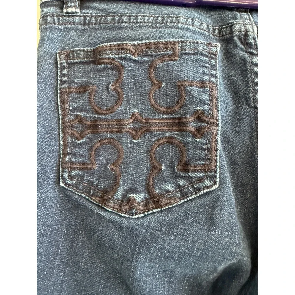 Tory Burch Super Skinny Jeans Dark Wash Indigo Logo Back Pockets Size‎ 27